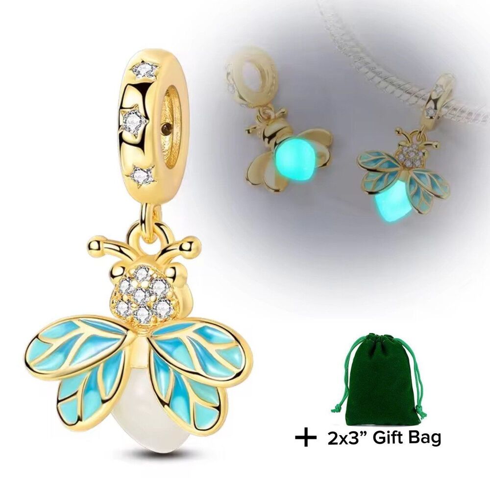 Glow In the Dark Firefly Dangle Charm | 925 Silver | Brand New